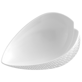 Leaf dish, Shape "Waves Relief", bisque white, L 16,5 cm