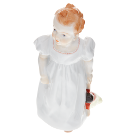 Child standing with doll, Coloured, without gold, H 16,5 cm