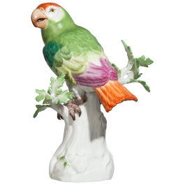 Bird Parrot, Coloured, without gold, H 16 cm