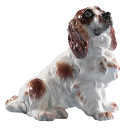 Dog Cocker spaniel, seated, Coloured, without gold, H 14 cm