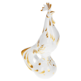 Bird Rooster, handpainted in Gold, H 15,8 cm