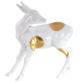 Roe deer, handpainted in Gold, H 22 cm
