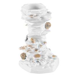 Candlestick Coral, handpainted in Gold, H 13,5 cm
