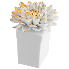 Table flower, dahlia, handpainted in Gold, H 9,5 cm
