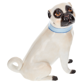 Dog Pug, no bells, Coloured with gold, H 10 cm