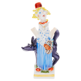 Red Riding Hood fairytale figure, Coloured with gold, H 8,5 cm