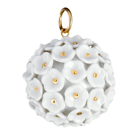 Pendant Boule Snowball Blossom, Blossom pistils gold painted decoration, Ø 2,8 cm