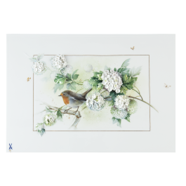 Wall Painting Robin with snowball blossom, lim. 25, 30 x 43 cm