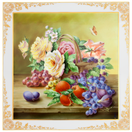 Wall picture Still life rose basket and fruit, lim. 15, 45 x 45 cm