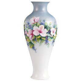 Vase sprigged with flowering hibiscus, H 46 cm