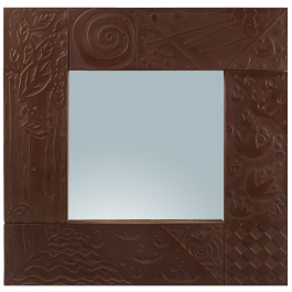 Mirror, Red fine stoneware, special sign Limited Masterpieces, 46 x 46 cm