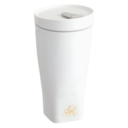 Coffee to go mug with porcelain lid, Shape "nova", Monogram, 2 letters, gold, V 0,35 l