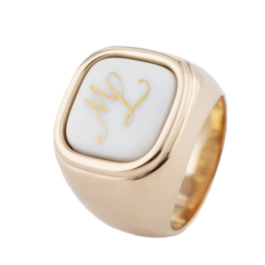 Master-Signet Ring square with monogram (2 letters) in Gold, 925 silver rose plated