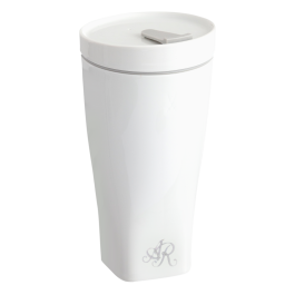 Coffee to go mug with porcelain lid, Shape "nova", Monogram, 2 letters, platinum, V 0,35 l