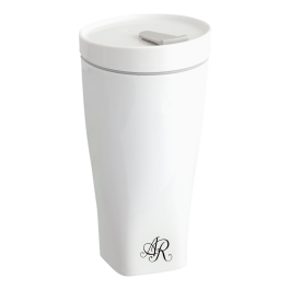 Coffee to go mug with porcelain lid, Shape "nova", Monogram, 2 letters, black, V 0,35 l