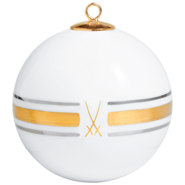 Ball, Golden and platinum ribbon, Trademark MEISSEN, gold, Ø 5 cm