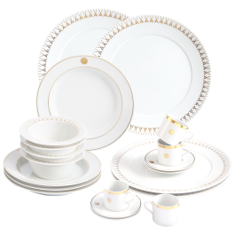 Dinner set, 20-pcs for 4 persons, Swords Luxury Gold, swords medallion, gold rim