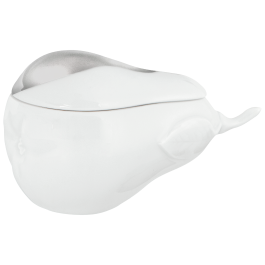Box Pear, platinum Dot, L 10 cm