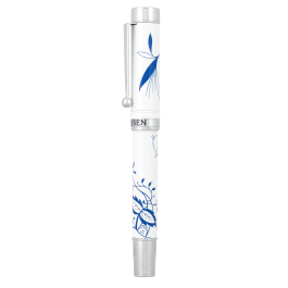 White Rollerball Pen Blue Onion-Pattern Design in White Box
