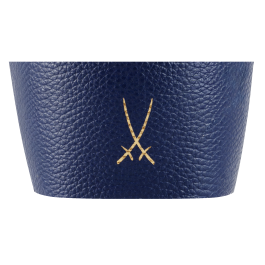 Cuff for coffee to go mug small, Trademark in gold, dark blue (87045)