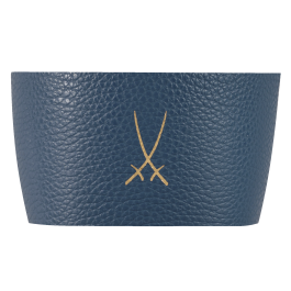 Cuff for coffee to go mug small, Trademark in gold, grey-blue (8059)