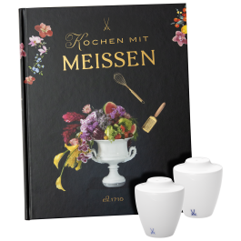 Cookbook set, 3-pcs, Cookbook, "Kochen mit Meissen", Salt- & Pepper shaker, MEISSEN® Cosmopolitan