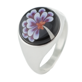 Signet Ring, Blue Blossom, 925 sterling silver