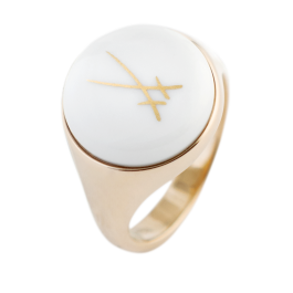 Signet Ring, Trademark Swords in gold, 925 silver rose plated