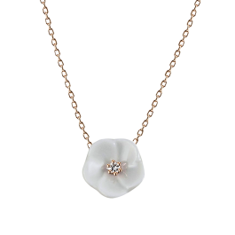 Necklace Royal Blossom Basic, 750 rose gold, 1 porcelain blossom S with 1 brilliant 0,02 ct, TW, VSI, full cut good, length 45cm