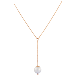 Necklace Pearl Collection Pure White long, 750 rose gold, composed of necklace, length 63 cm, variable eylet at 60 cm and pendant