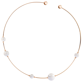 Choker Pearl Collection Pure White, 750 rose gold, 5 porcelain pearls in the size of 8, 10 and 12mm