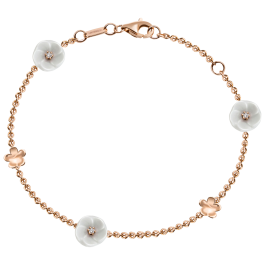 Bracelet Royal Blossom Bouquet, 750 rose gold, 5 Blossoms S/XS, 3 porcelain blossoms S, 3 brilliants 0,06 ct, TW, VSI, 2 gold blos