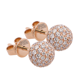 Ear studs Pearl Collection Pavé, 750 rose gold, 2 pearls pavé 8 mm each, 59 brilliants, 0,65 ct, TW/VSI