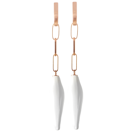 Earrings Bloom Collection, 925 silver rose plated with 2 flower buds in porcelain