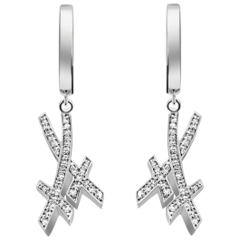 Earrings Swords Pavé, 750 white gold, 70 brilliants approx. 0,34 ct, TW, VSI, full cut good