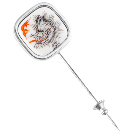 Pin Ming dragon black, 925 sterling silver