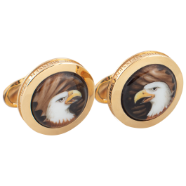 Cufflinks Bald Eagle, 925 Silver gold plated