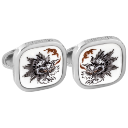 Cufflinks Ming Dragon Black, 925 sterling silver