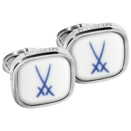 Cufflinks Trademark Swords in cobalt blue, 925 stering silver
