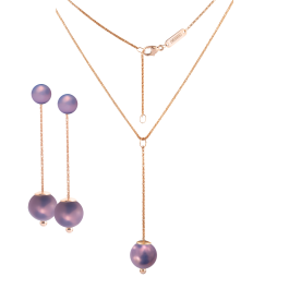 Set Pearl Collection Lilac, Earrings & Collier 63 cm, 750 rose gold