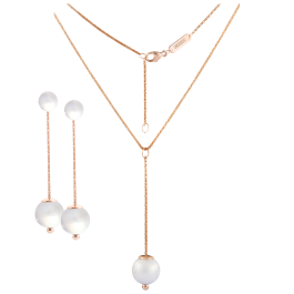 Set Pearl Collection Pure White, Earrings & Collier 63 cm, 750 rose gold