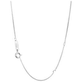 Collierkette 925/rhodiniert, Venezia halbrund, Ø 1,2 mm, Länge 50 cm, Zwischenöse bei 45 cm und bei 42 cm, mit MEISSEN-Logotag