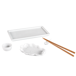 Sushi set 1, 5-pcs for 1 person, Cosmopolitan, Swan dessin, white