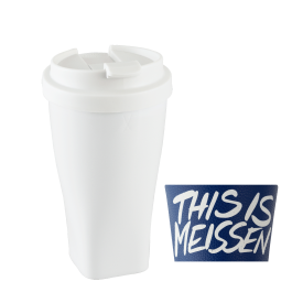 Coffee to go mug with plastic lid and cuff, Shape "nova", white, V 0,35 l