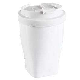 Coffee to go mug with plastic lid, small, Shape "nova", white, V 0,35 l