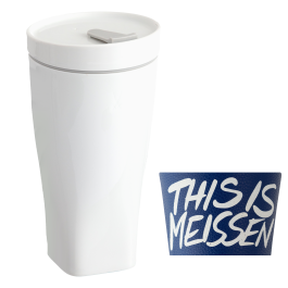 Coffee to go mug with porcelain lid and cuff, Shape "nova", white, V 0,35 l