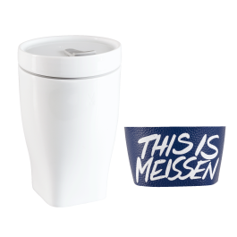 Coffee to go mug small with porcelain lid and cuff Shape "nova", white, V 0,35 l
