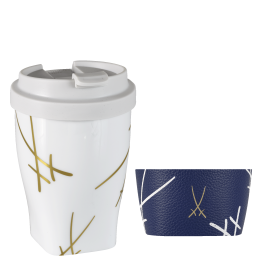 Coffee to go mug small with plastic lid and cuff, Shape "Nova", "SWORDS", V 0,35 l