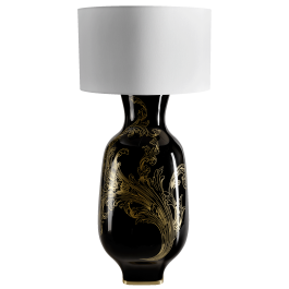 Lamp,"MEISSEN Ornaments-Mystic Maison",base black, shade w,Satin-finished brass lamp fitt,E27,2.50m cotton cord,Type C plug, H73cm