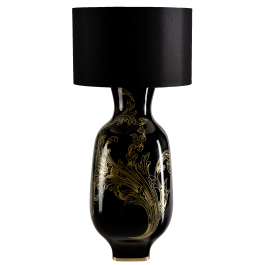 Lamp,"MEISSEN Ornaments-Mystic Maison",base&shade black,Satin-finished brass lamp fitt, E27, 2.50m cotton cord,Type C plug, H 73cm